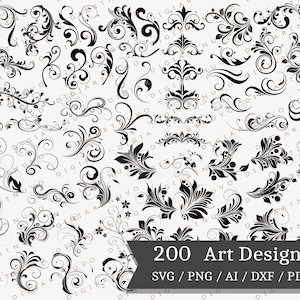 Decorative SVG, Flourish SVG, Ornaments svg, Swirl Clipart, Stroke svg, Vintage Clipart, Cut File, Cricut