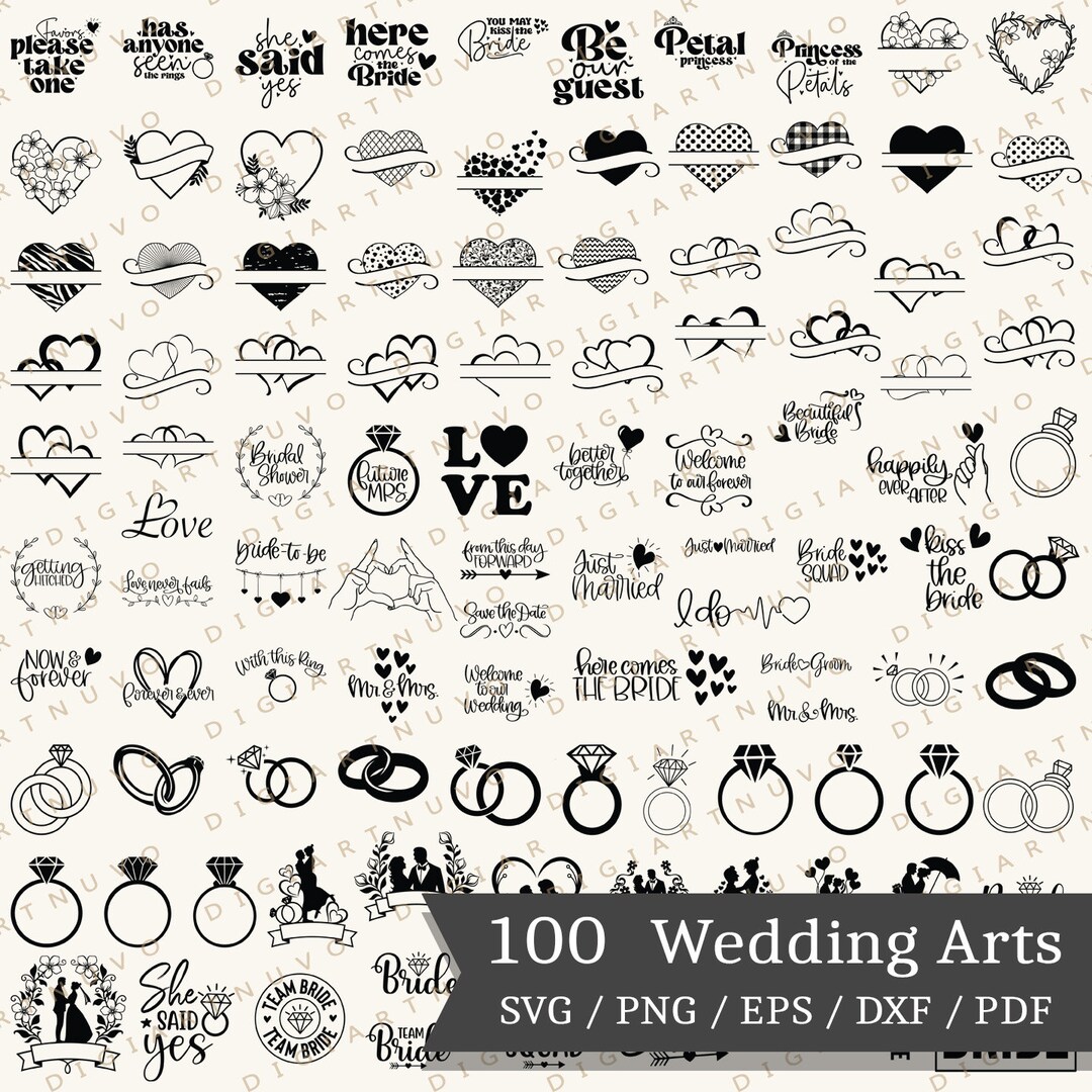 Wedding Svg Bundle, Bride Groom Svg, Wedding Cut File, Wedding Monogram ...