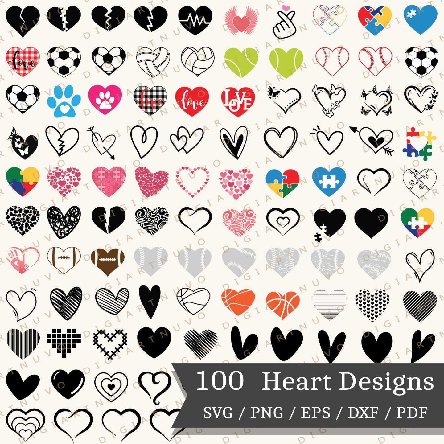 Heart Svg Bundle, Hand Drawn Heart Svg, Cute Heart Svg, Wedding Cut ...