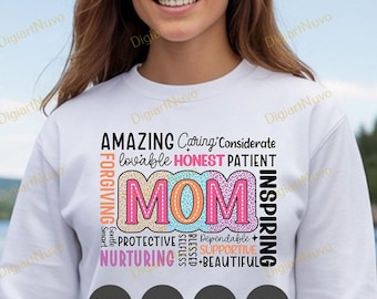 Diseño de sublimación con frase para mamá, diseño de camiseta, PNG para sublimación, descarga digital