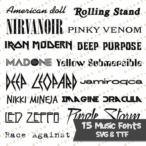 Music Fonts Svg, Rocker Font, Famous Fonts, Fonts for Tshirts, Procreate Fonts, Svg Fonts, Font Downloads, Cricut Fonts, Shirts Fonts