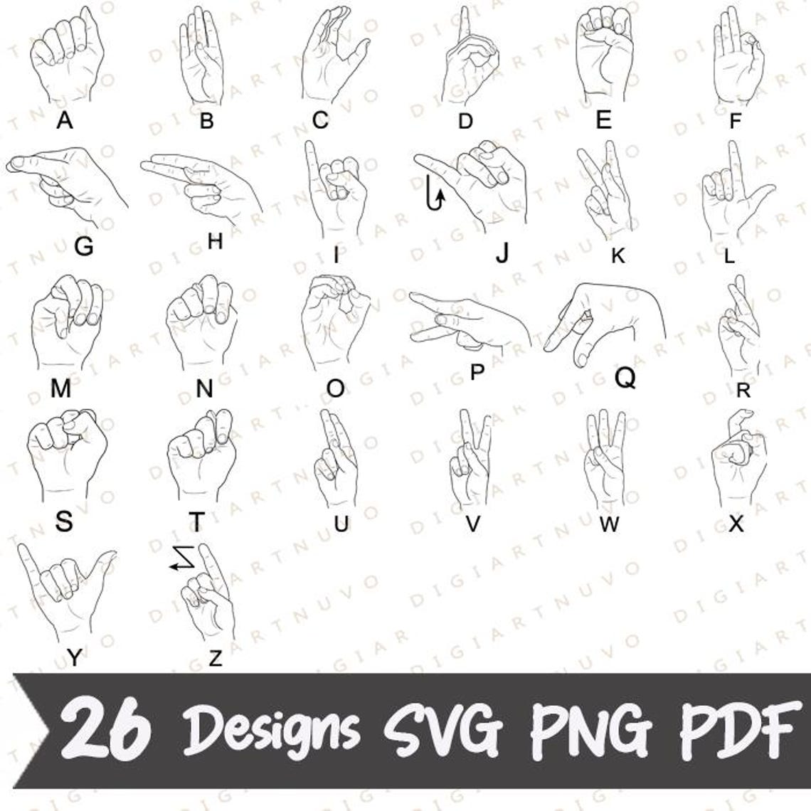 ASL Alphabet Sign Svg Bundle, Instant Download - Etsy
