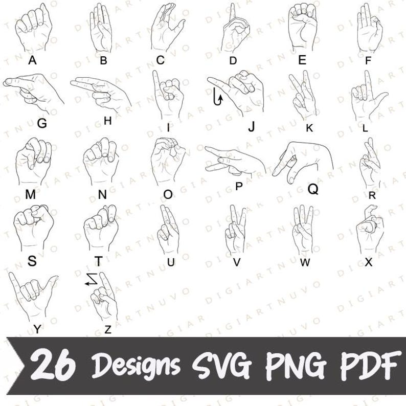ASL Alphabet Sign Svg Bundle, Instant Download - Etsy