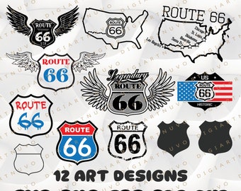 ルート 66 サイン SVG、ルート 66 カット ファイル、ルート 66 Cricut SVG、ルート 66 クリップアート、シルエット SVG、ルート 66 インスタント ダウンロード