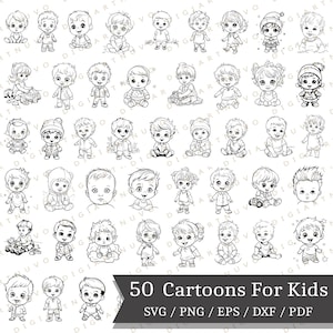 Clip Art Kids, Vector Kids, Illustration Kids, Cartoon Kids Clipart, School Kids Clipart, Svg Kids Clipart, Children Character, Kid Cartoon