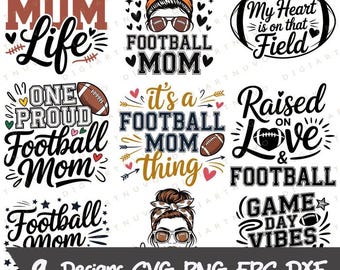 Football Mom Svg Bundle, Football Mom Squad Svg, Cut file, digital download