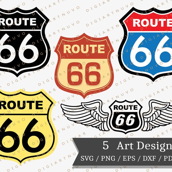 Route 66 Sign SVG, Route 66 Cut Files, Route 66 Cricut SVG, Silhouette Route 66 SVG, Route 66 Instant Download, Route 66 Clipart