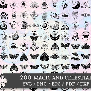 Celestial bundle svg, Magic bundle svg, Boho SVG, Mega bundle magic, Celestial bundle, Magic Svg, Moon svg, Witch svg, commercial use