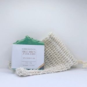 Jabón de aceite de aguacate y salvado de arroz con menta verde Peso neto 5 oz