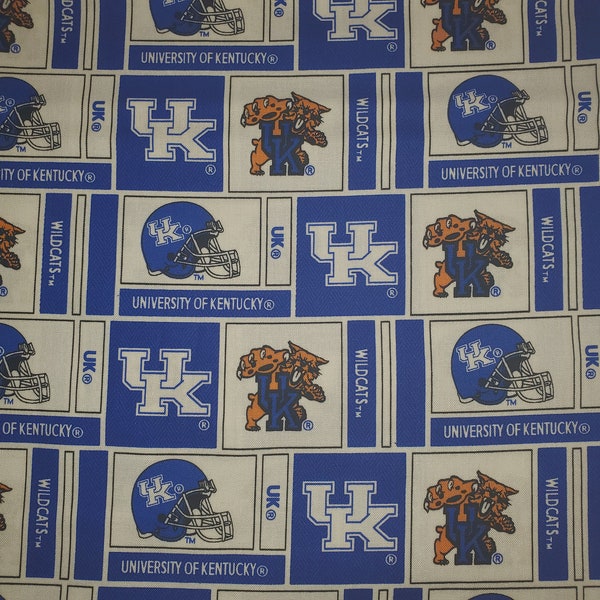 University of Kentucky Wildcats Logo Fabric Yardage by the yard 1/2 yard and 1/4 yard - FAST shipping