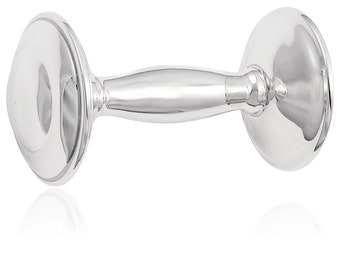 Engravable 'Classic' Barbell Sterling Silver Baby Rattle