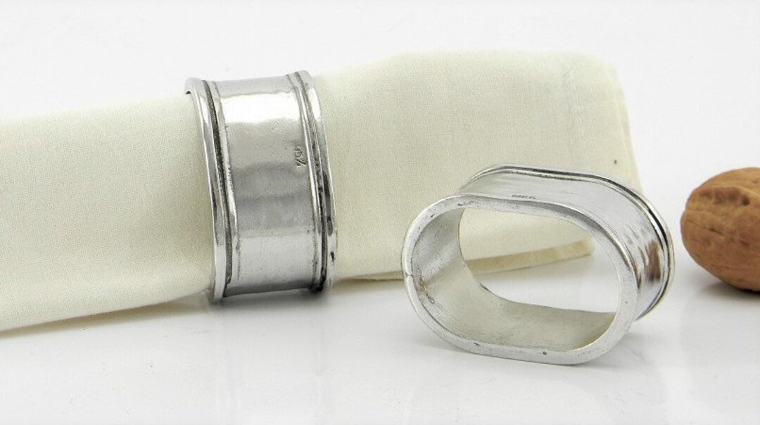 Engravable Oval Pewter Napkin Rings Set of 6 Etsy