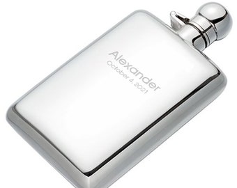 Engravable Sterling Silver Hip Flask