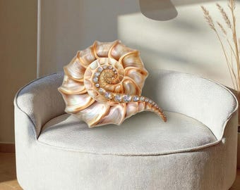 Seashell Plush Pillow – Soft Sea Shell Cushion, Cute Beach Decor, Mermaid Theme Gift, Ocean Lover Room Accessory, Scallop Plushie