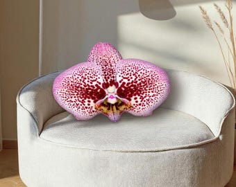 Pink Orchid Plush Pillow - Phalaenopsis Flower Cushion, Botanical Bedroom Decor, Floral Gift for Plant Lovers, Printed Both Sides