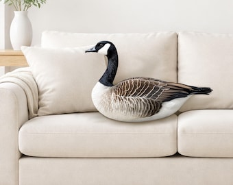 Realistic Canada Goose Pillow, Goose Shaped Throw Pillow, Bird Cushion, Wildlife Farmhouse Cabin Decor, Nature Home Gift for Bird Lovers