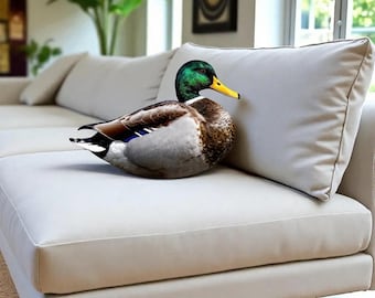 Realistic Mallard Duck Pillow, Duck Shaped Throw Pillow, Bird Cushion, Funny Duck Gift, Wildlife Home Decor for Bird Lovers