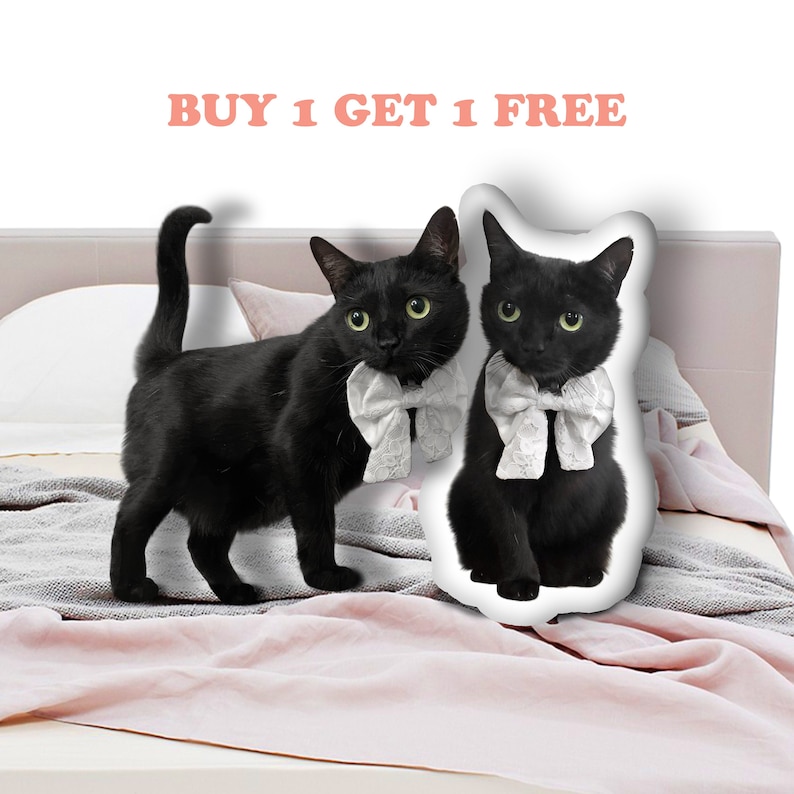 Custom cat pillow of black cat
