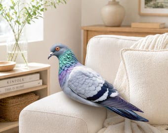 Funny Pigeon Pillow Realistic Bird Plush, Weird Gift for Animal Lovers, Soft Gag Decor, Bird Lover Throw Pillow
