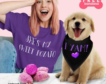 Dog Mom Thanksgiving Matching Set, Sweet Potato Shirt & I Yam Dog Bandana, Dog Owner Outfit
