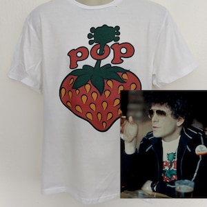 60-tals popkonst-jordgubb som syns på Lou Reed T-shirt - Sammetsunderkläder