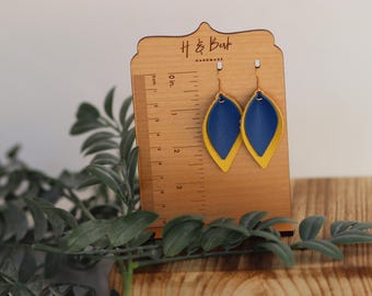 CUSTOM 2.75” Team Sport Earring, Genuine Leather Earring, Gift for her, Stainless Steel, Real Leather, Light Weight, Sport Earring, Game Day