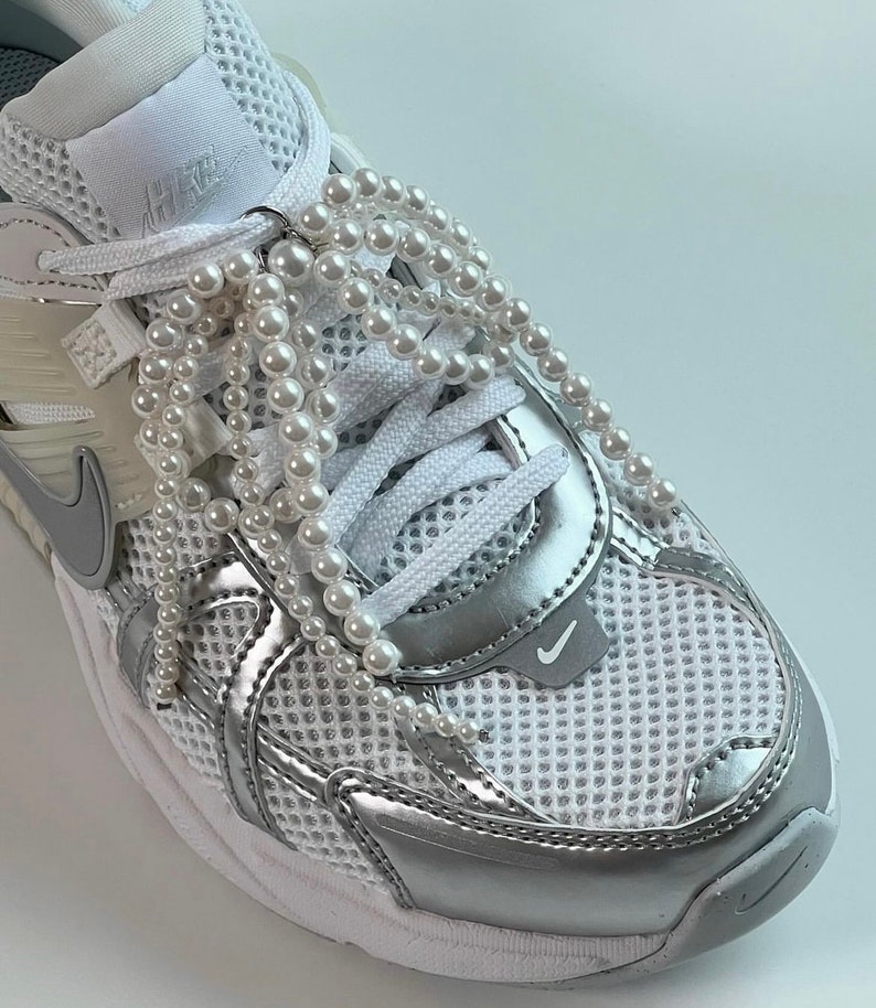 Very G Lace Up Bow Sneakers With Pearls