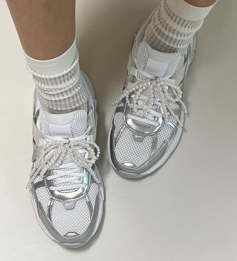 Very G Lace Up Bow Sneakers With Pearls main image 1