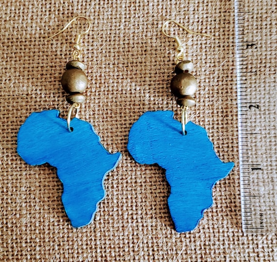 Africa Earrings; Hand Painted Wood Earrings; African Jewelry