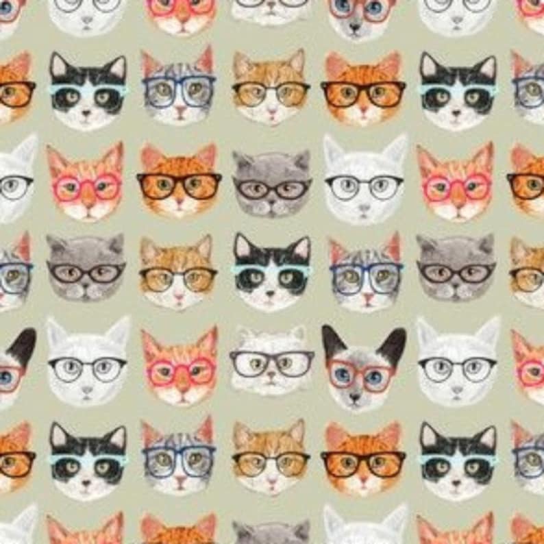 Bouffant or Ponytail Traditional Cats Wearing Glasses Scrub Cap Breathable 100/% Cotton Handmade
