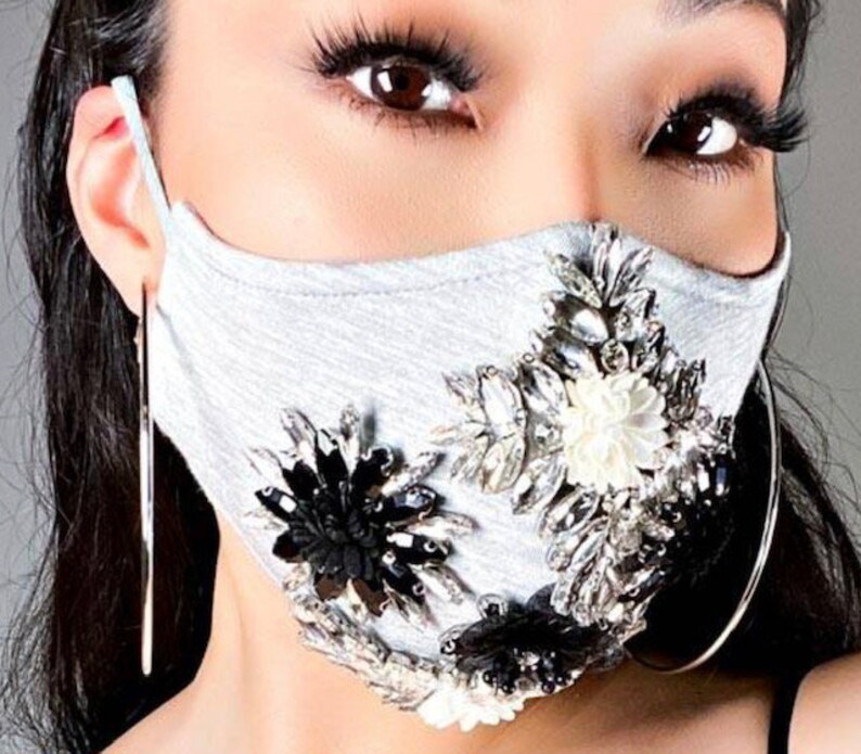 Bling Jewel Face Mask Flowery Mask Etsy