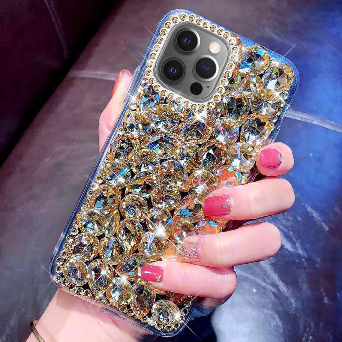 Gold iPhone 12 Pro Max Jewel Glam Bling Case Etsy