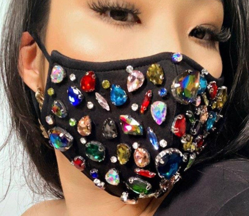 Glamorous Bling Face Mask Colorful Jewel Mask Etsy