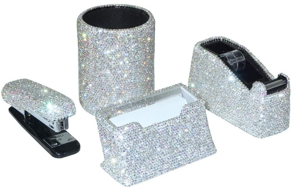 Rhinestone Crystal Bling Desk Set Stapler Tape Dispenser Etsy
