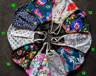 1pack, 2pack, 3pack gevormde/geplooide gezichtsmaskers - Premium kwaliteit, snelle levering in het VK, 3 lagen katoen met SMS-filter, herbruikbaar en wasbaar