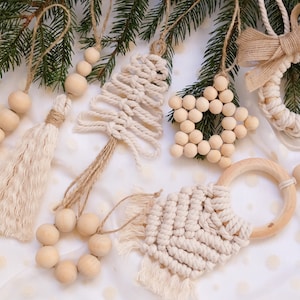 Christmas Ornaments/ Set/ Boho Christmas tree decorations/ Farmhouse/ Modern/ Christmas 2022/ Custom tree ornaments/ Macrame ornaments Set 2 (macrame)