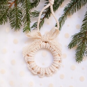 Christmas Ornaments/ Set/ Boho Christmas tree decorations/ Farmhouse/ Modern/ Christmas 2022/ Custom tree ornaments/ Macrame ornaments G - Wreath (white)