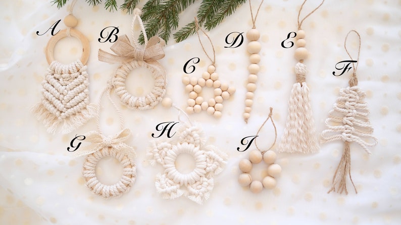 Christmas Ornaments/ Set/ Boho Christmas tree decorations/ Farmhouse/ Modern/ Christmas 2022/ Custom tree ornaments/ Macrame ornaments image 10