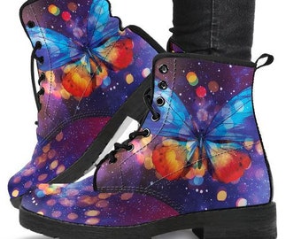 Magical Butterfly Boots-Combat boots- Vegan boots- Women's boots- Girl boots- Bohemian Boots- Boho boots- Psychedelic boots- Butterfly boots