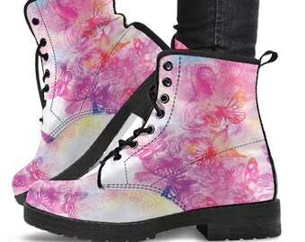 Butterfly Dreams Boots-Combat boots- Vegan boots- Women's boots- Girl boots- Bohemian Boots- Boho boots- Psychedelic boots- Butterfly Lover