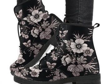 Flower Lover Boots-Combat boots- Vegan boots- Women's boots- Girl boots- Bohemian Boots- Boho boots- Psychedelic boots- Floral Boots- Botas