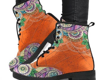 Vegan boots Psychedelic boots Women/'s boots Mandala Boots- Girl boots Bohemian Boots Henna Pattern Boots-Combat boots Boho boots