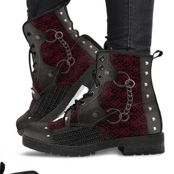 Bottes en dentelle gothique- Bottes de combat- Bottes végétaliennes- Bottes pour femmes- Bottes pour filles- Bottes gothiques- Bottes gothiques- Bottes gothiques- Bottes punk- Bottes rocker- Cadeau gothique-