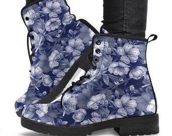 Cherry Blossom Boots-Combat boots- Vegan boots- Women's boots- Girl boots- Bohemian Boots- Boho boots- Psychedelic boots- Floral Boots- Bota