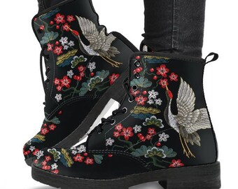 floral combat boots