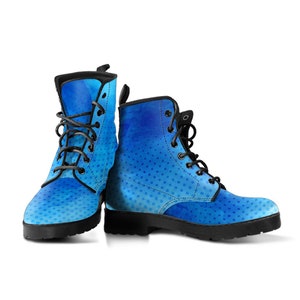 Blue Dotted Boots-Women's Boots- Vegan Leather- Combat Boots- Classic Boots- Fashion Boots- Custom Boots- Psychedelic Boots- Rave Gift- bota