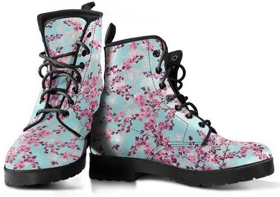 Flower Boots Vegan boots Dames laarzen Girl boots Psychedelische laarzen Schoenen damesschoenen Laarzen Werklaarzen & Kisten Botas Floral Mist Boots-Combat boots Boho boots Boho Boots 