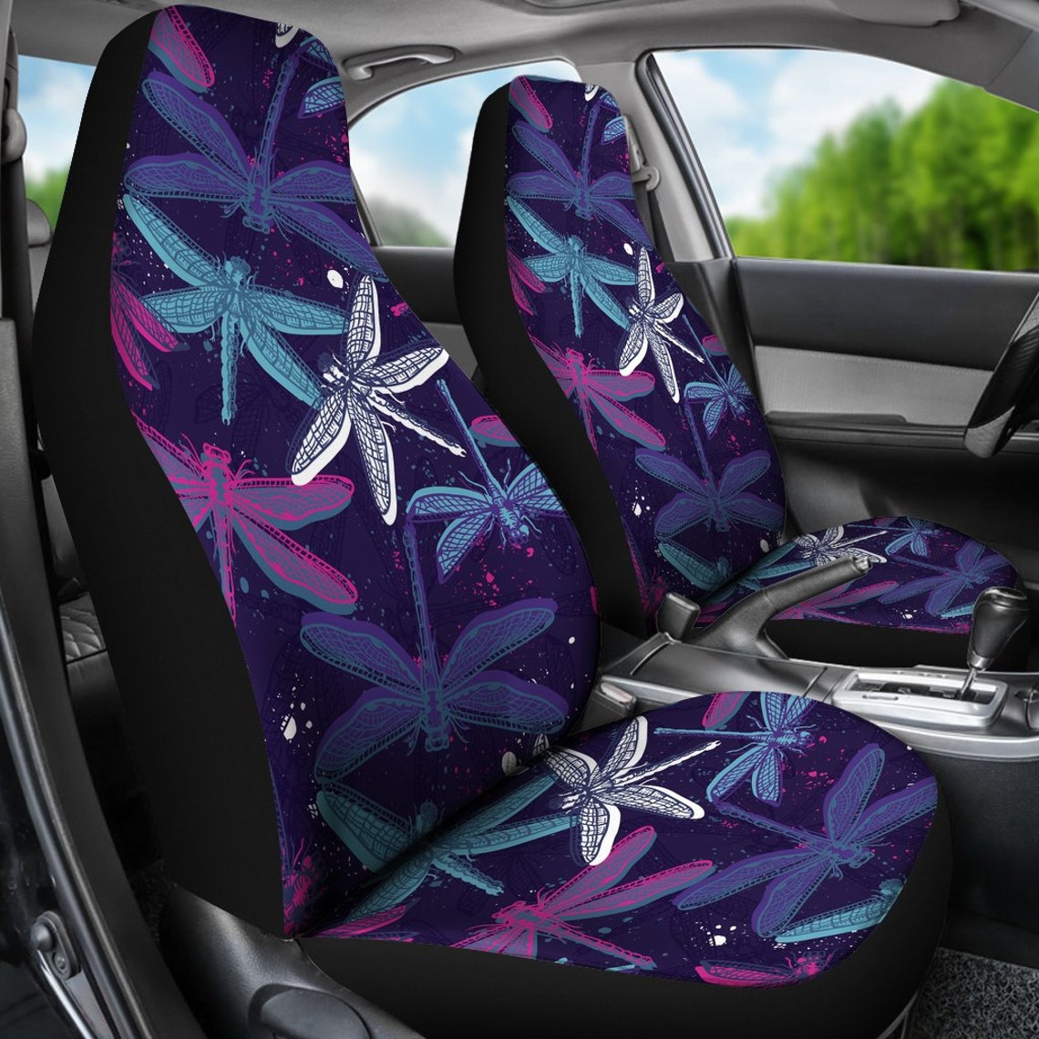 Purple Dragonfly Car Seat Coverspattern Car Seat Covers Pair Etsy