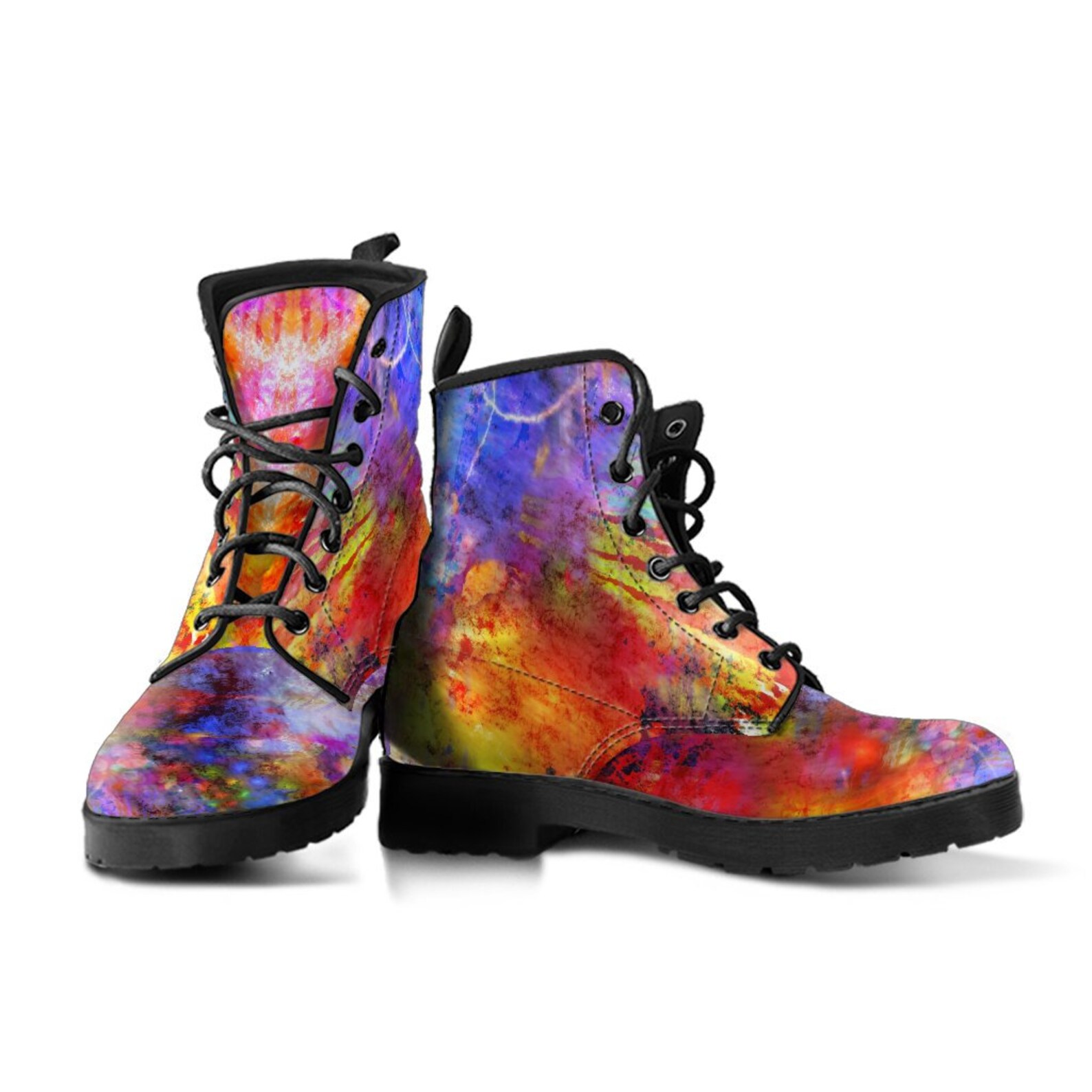 Tie Dye Leather Boots Women's Boots Vegan Leather Etsy