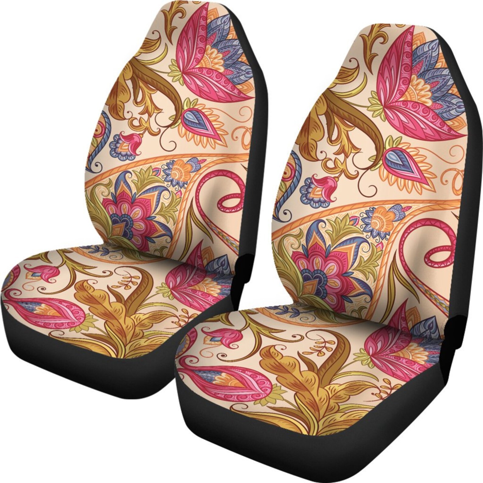 Floral Paisley Car Seat Coverspattern Car Seat Covers Pair 2 Etsy